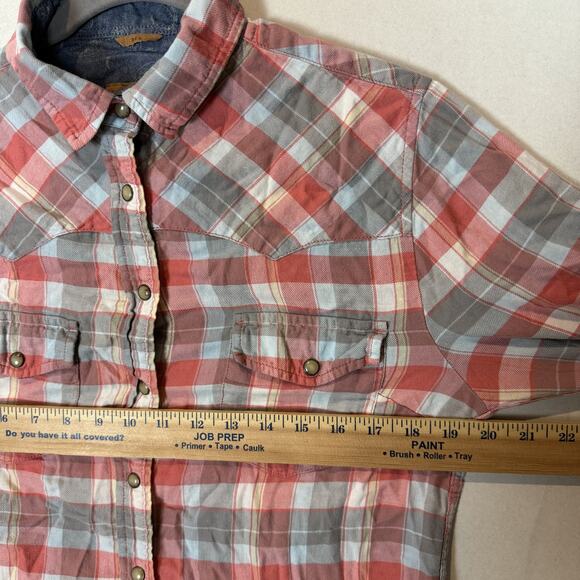 Jachs Girlfriend BEA Flannel Shirt Mens Small Blue Plaid Long Sleeve Snap - Picture 13 of 14